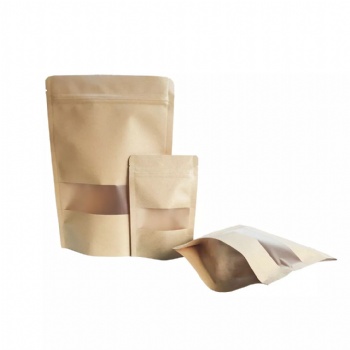 Brown Kraft Paper Stand up Pouch with Zipper and Window