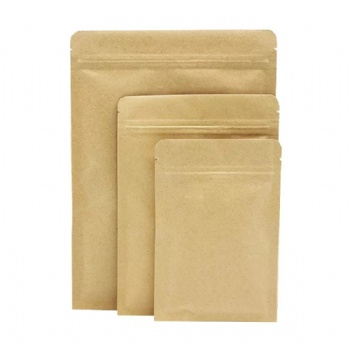 Brown Kraft Paper Aluminum Foil Laminated Flat Pouch with Zipper