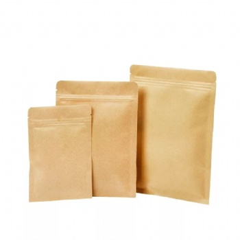 Brown Kraft Paper Aluminum Foil Laminated Flat Pouch with Zipper