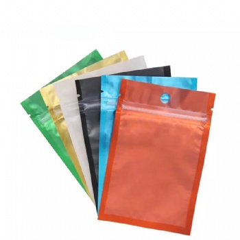 Clear Front Multi Color Foil Back Flat Pouch with Zipper