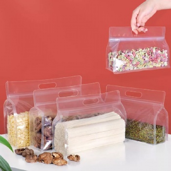 Clear Flat Bottom Box Pouch with Handle