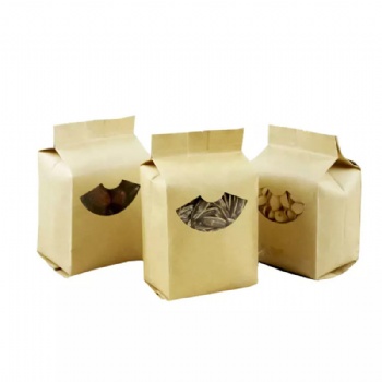 Side Gusset Aluminum Foil Lined Kraft Paper Pouch with Fan Window