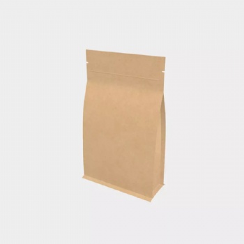 Brown Kraft Paper Flat Bottom Box Pouch with Matte Window