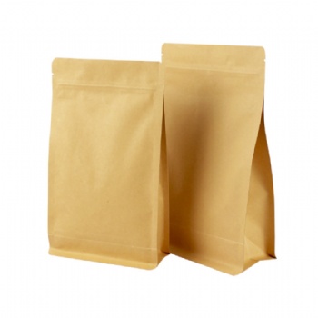 Brown Kraft Paper Aluminum Foil Laminated Flat Bottom Box Pouch with Zipper