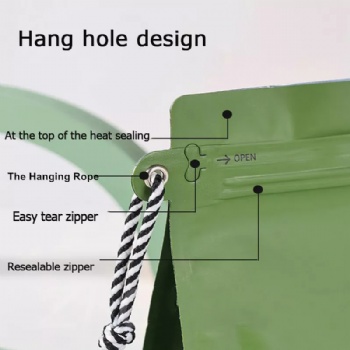 Aluminum Foil Stand up Zipper Pouch With Degassing Valve and Hanging Rope